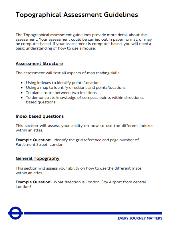 tfl topographical test guidelines